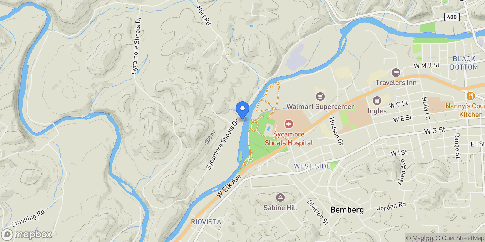 Map showing 341 Sycamore Shoals Drive , Elizabethton, TN 37643, Elizabethton, Tennessee, United States.