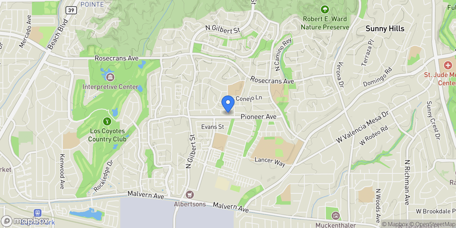 Map showing 2009 W Las Lanas, Fullerton, California, United States.