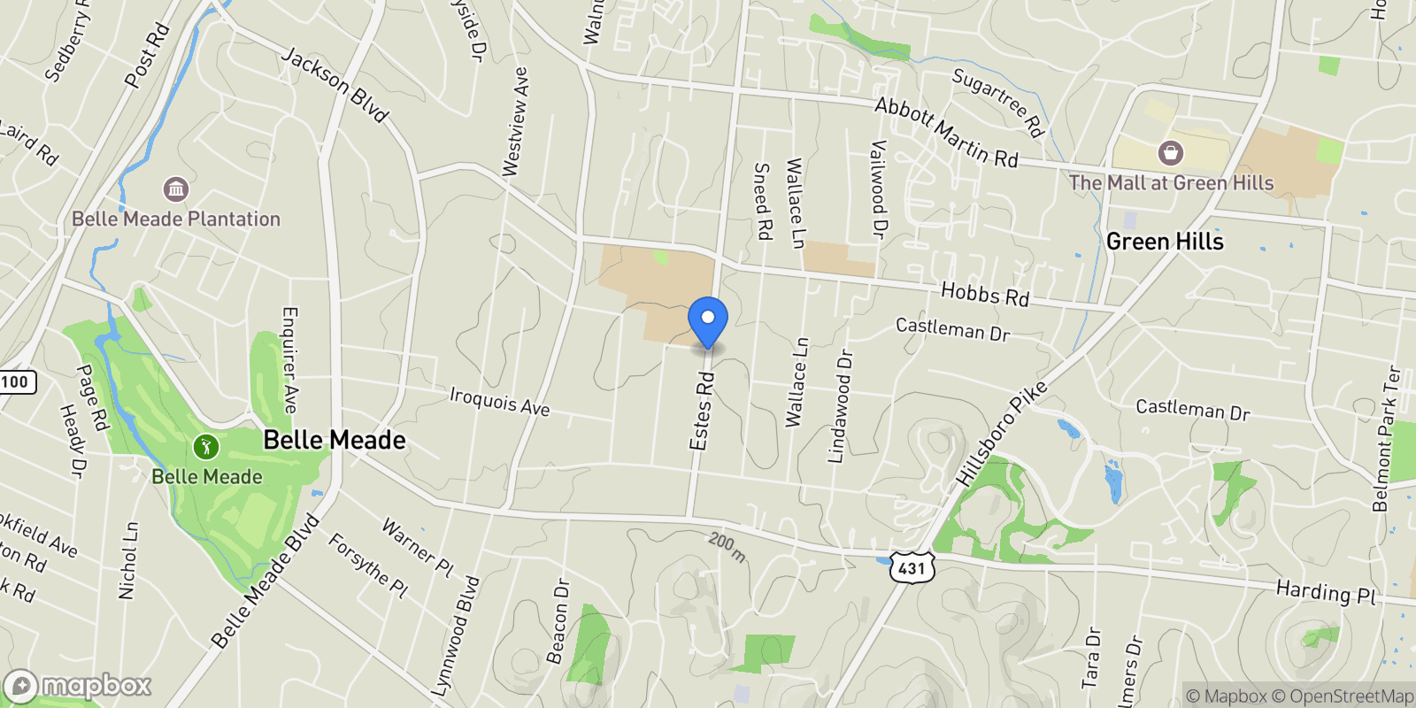 Map showing 4301 Estes Rd, Forest Hills, Tennessee, United States.