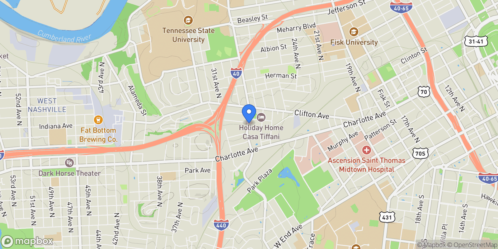 Map showing 534 28th Ave N, Nashville, Tennessee, United States.
