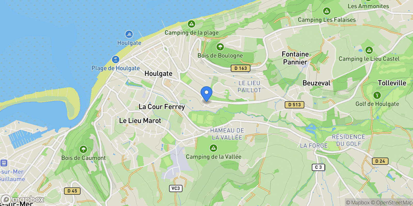 Map showing Houlgate, Normandy, France.