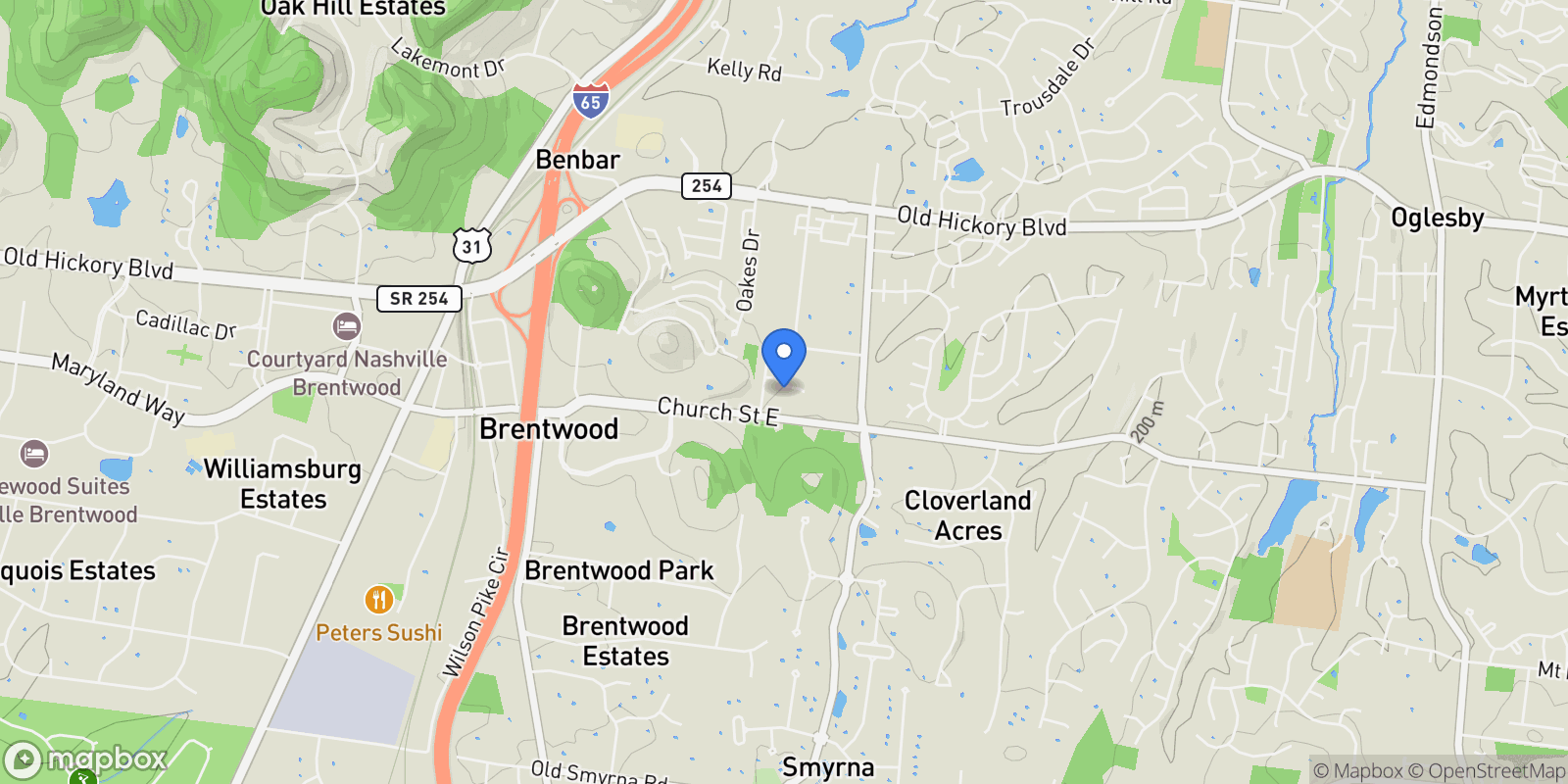 Map showing 6025 Opus St, Nashville, Tennessee, United States.