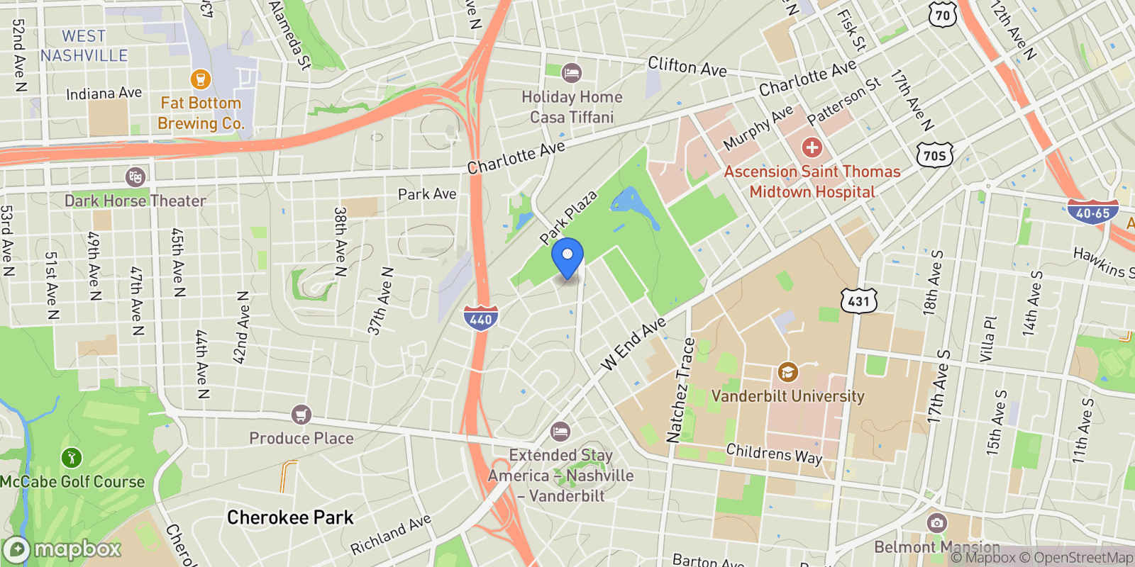 Map showing 321 31st Ave N 113, Nashville, Tennessee, United States.