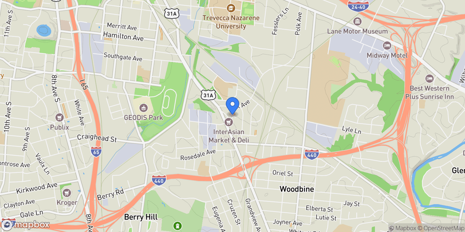Map showing 2176 Carson St 4, Nashville, Tennessee, United States.