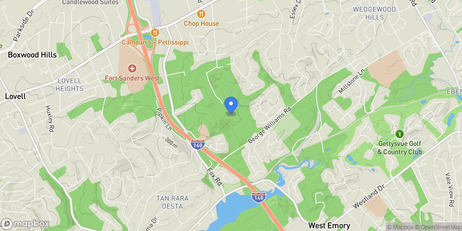 Map showing 307 Triplett Lane , Knoxville, TN 37922, Knoxville, Tennessee, United States.