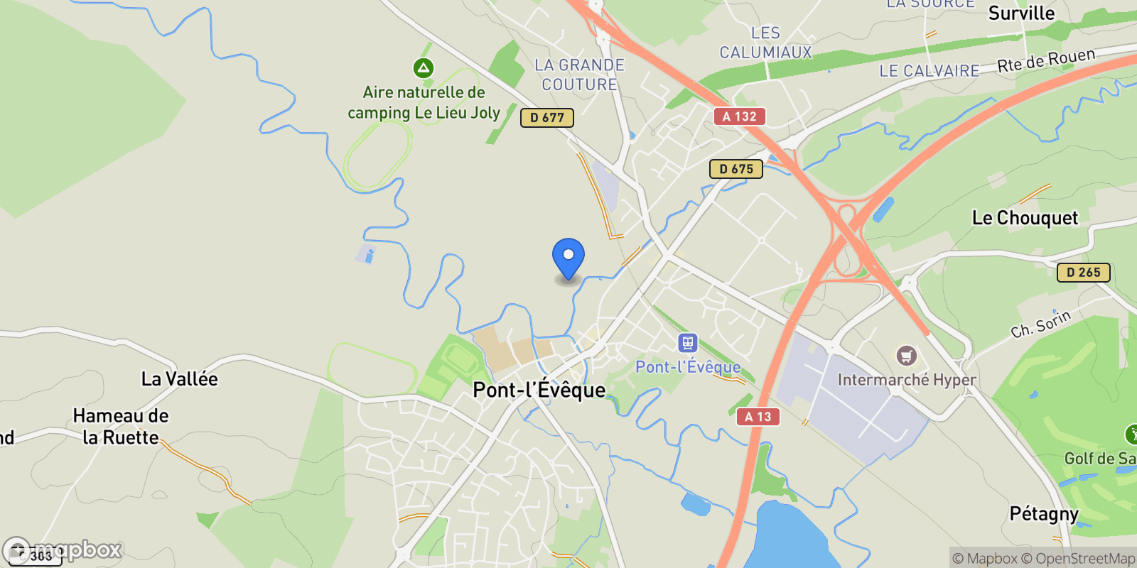 Map showing Pont-l'Évêque, Normandy, France.