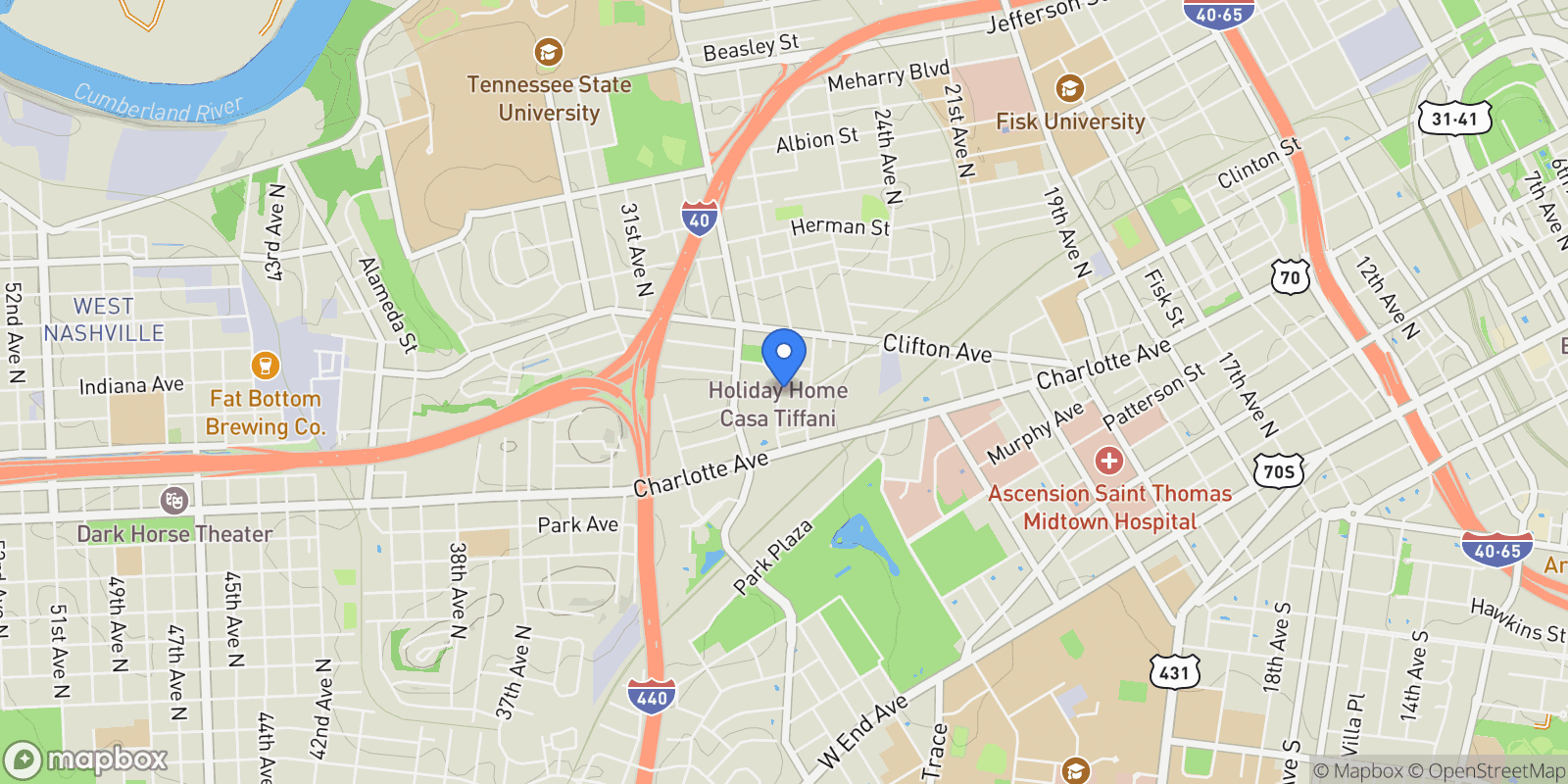 Map showing 505 27th Ave N, Nashville, Tennessee, United States.