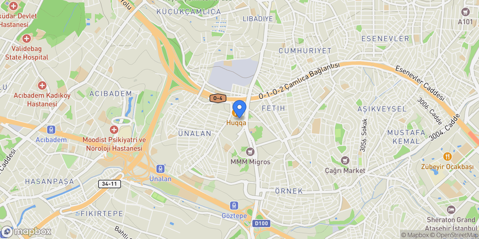 Map showing Ünalan, Libadiye Cd. No:88, 34700 Üsküdar/İstanbul, Türkiye, İstanbul, Turkey.