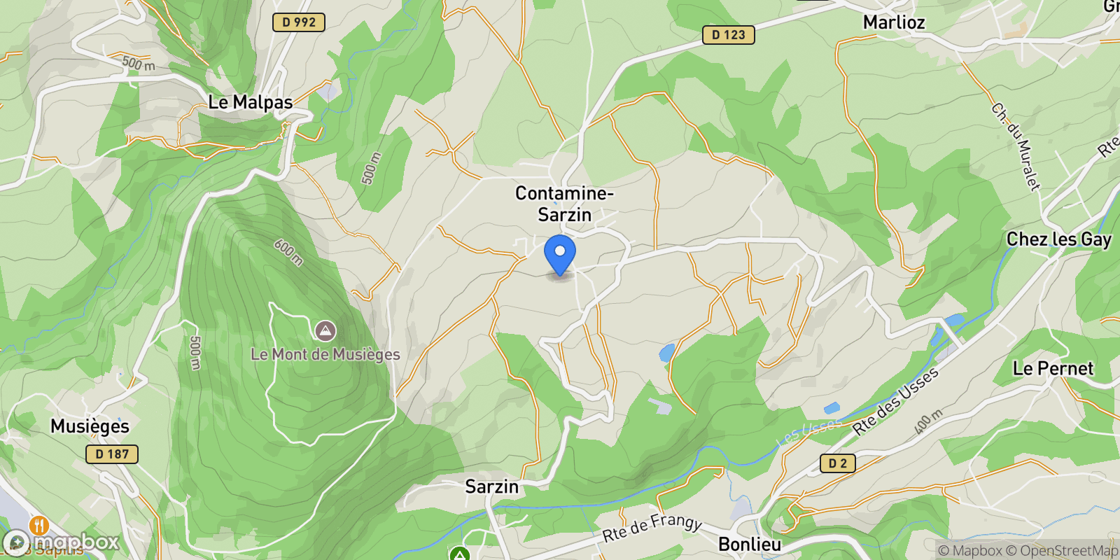 Map showing Contamine-Sarzin, Auvergne-Rhône-Alpes, France.