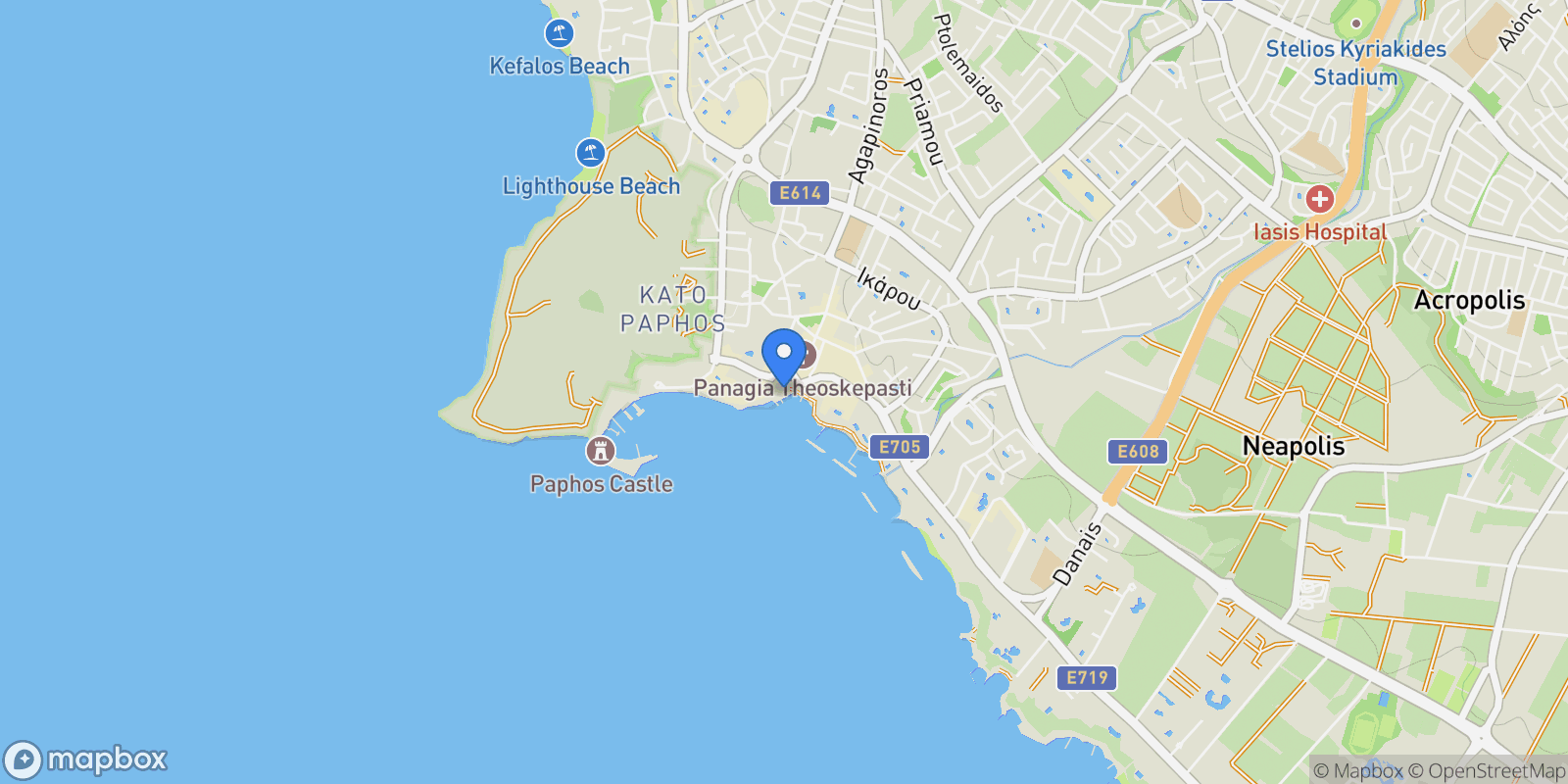 Map showing Poseidonos Ave, Paphos 8041, Cyprus, Paphos, Paphos, Cyprus.