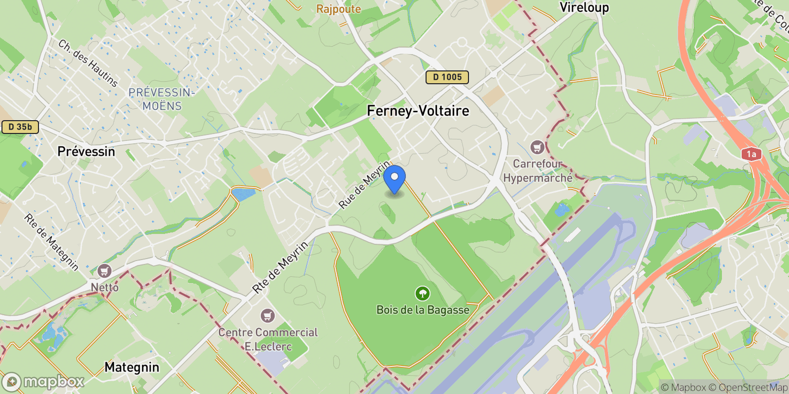Map showing Ferney-Voltaire, Auvergne-Rhône-Alpes, France.