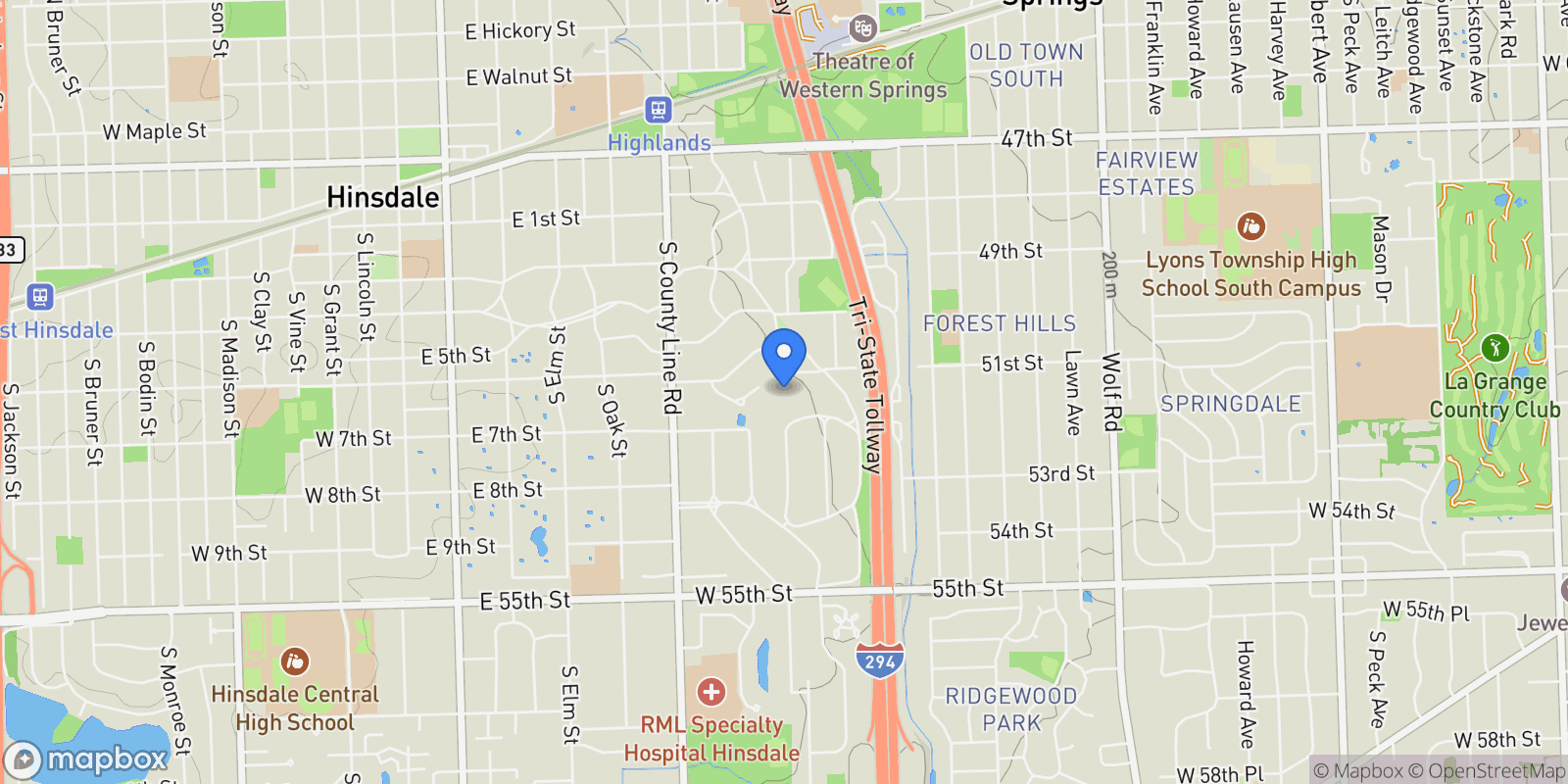 Map showing 704 Bittersweet Lane , Hinsdale, IL 60521, Hinsdale, Illinois, United States.