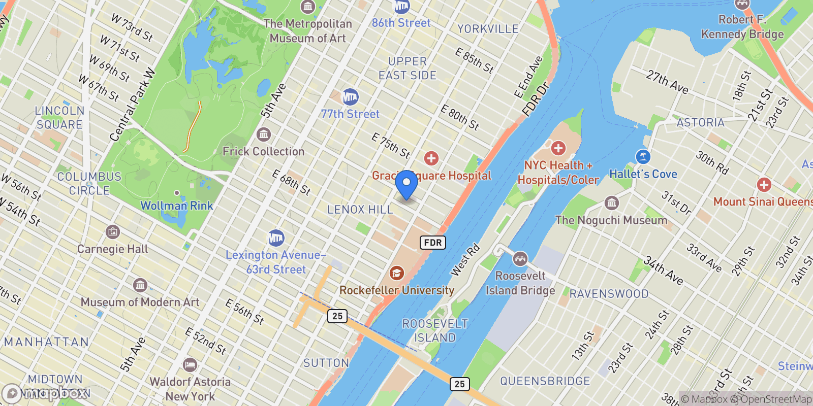 Map showing 422 East 72nd Street 33A, New York, NY 10021, New York, New York, United States.