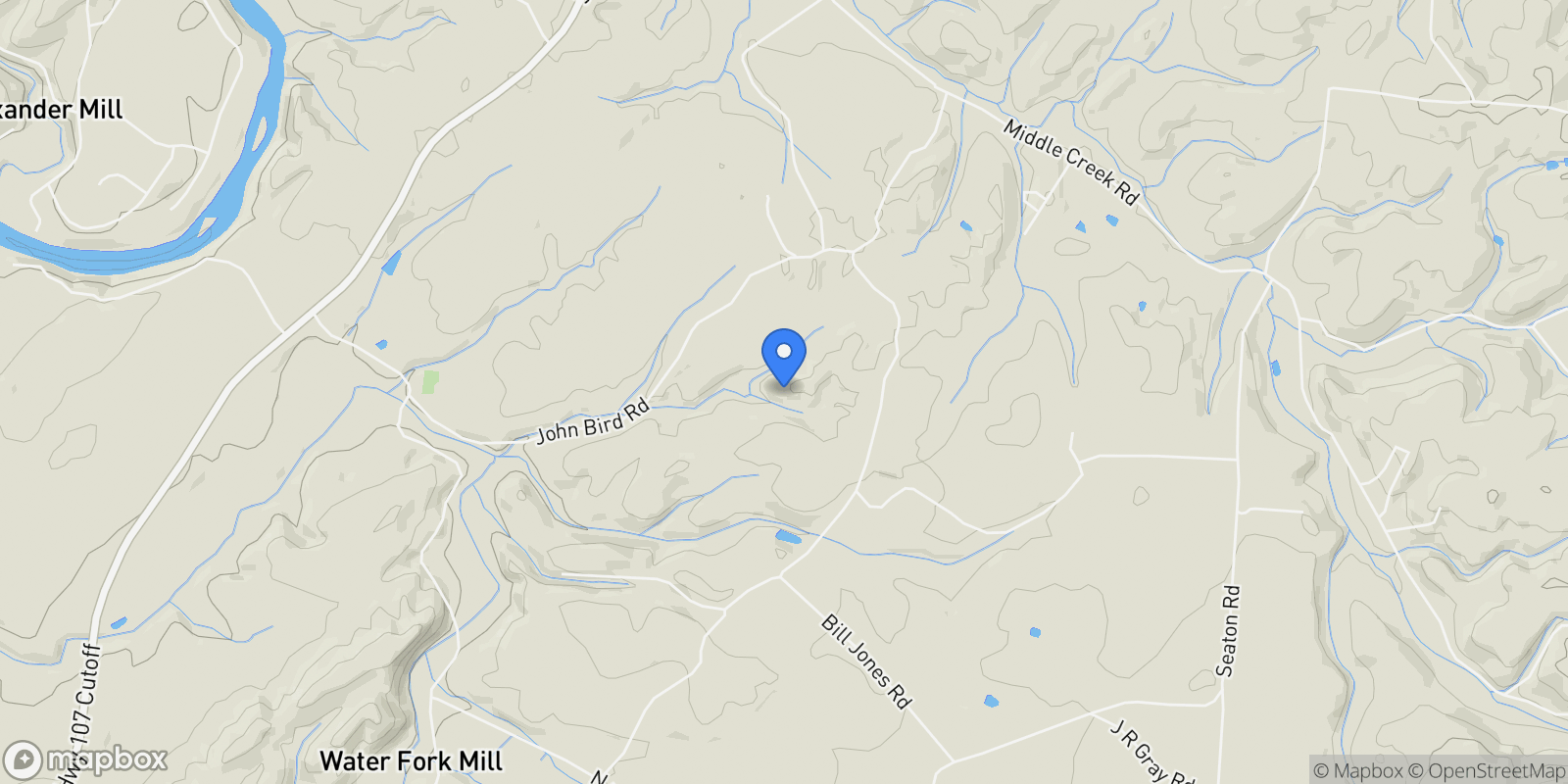 Map showing 570 Bill Jones Rd , Afton, TN 37616, Afton, Tennessee, United States.