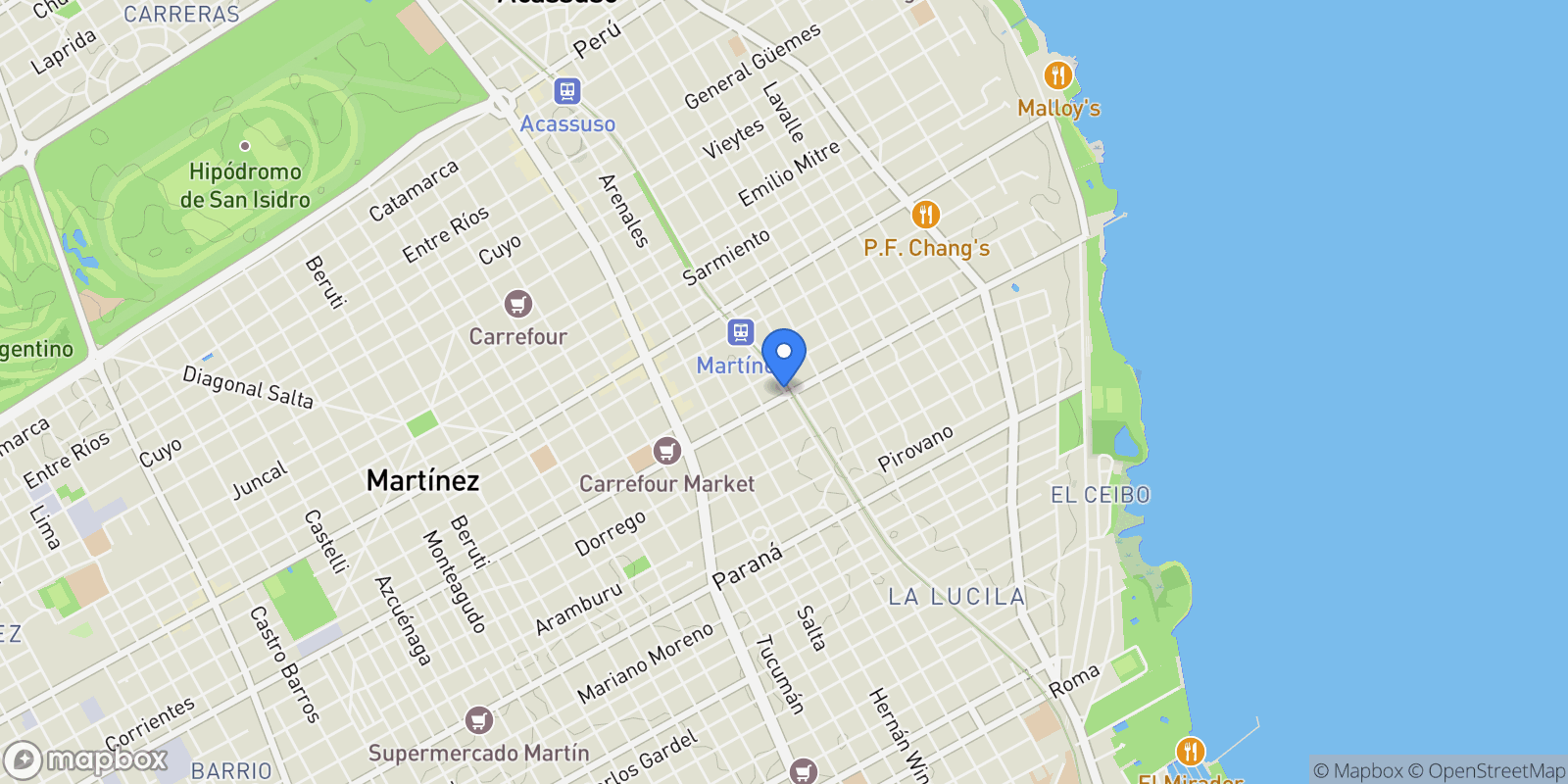 Map showing Gral. Pacheco 400, B1640FEJ Martínez, Provincia de Buenos Aires, Argentina, Martínez, Buenos Aires Province, Argentina.