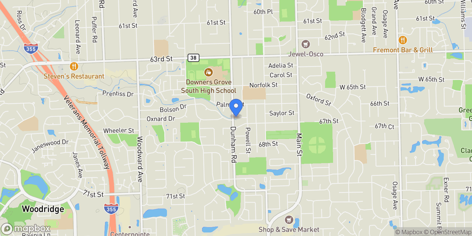 Map showing 6651 Dunham Road , Downers Grove, IL 60515, Downers Grove, Illinois, United States.