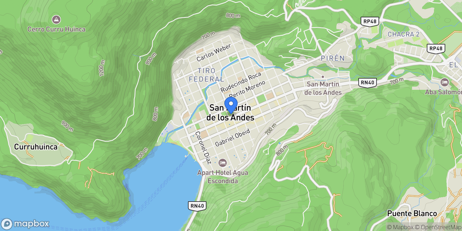 Map showing San Martín de los Andes, Neuquén Province, Argentina, San Martín de los Andes, Neuquen, Argentina.