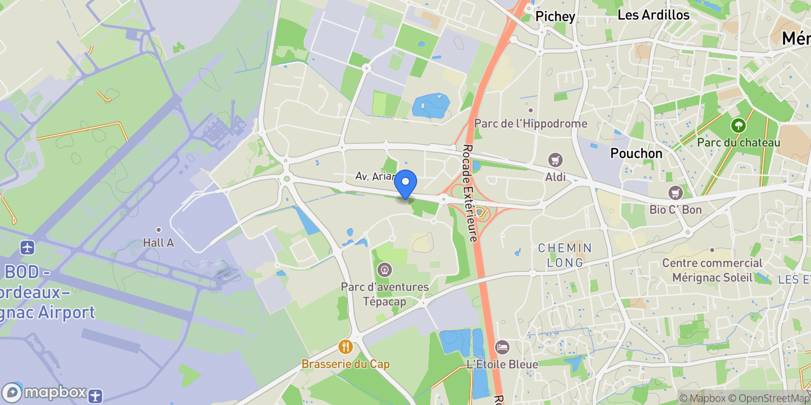 Map showing Mérignac, Nouvelle-Aquitaine, France.