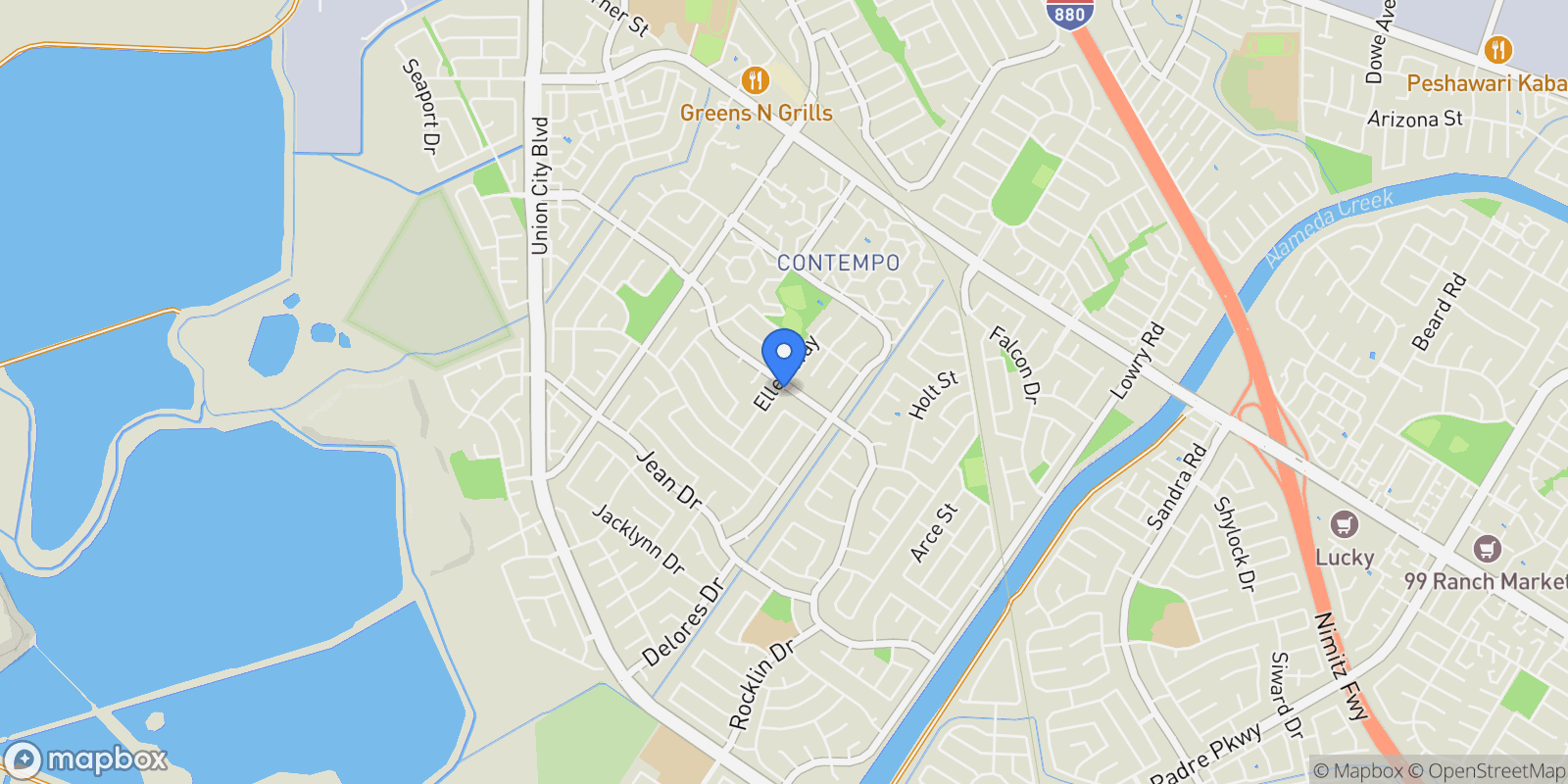 Map showing 32508 Regents Blvd, Union City, California, United States.