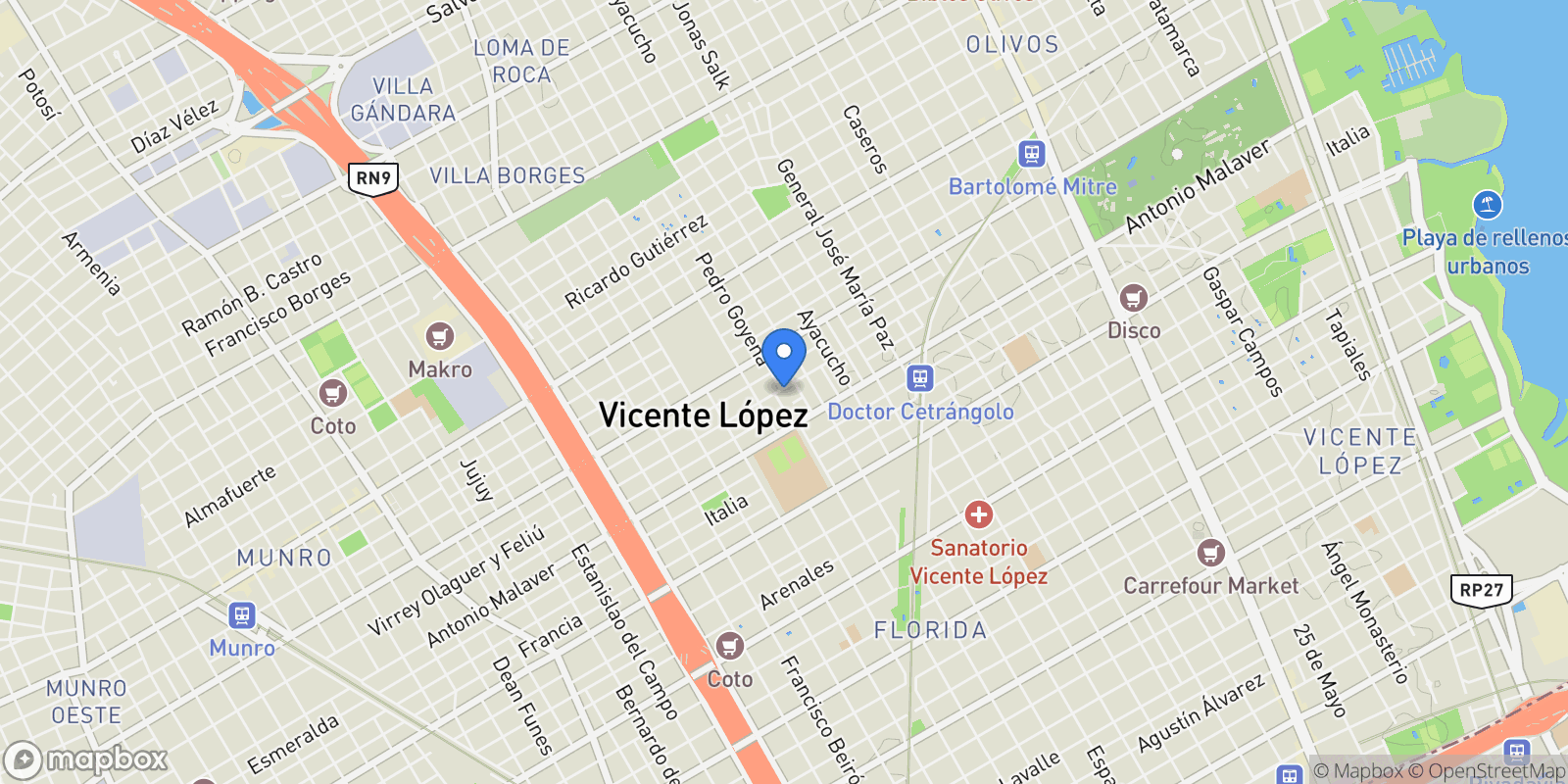 Map showing Virrey Olaguer y Feliú 2674 Virrey Olaguer y Feliú, Vicente López, ARGENTINA, Olivos, Buenos Aires Province, Argentina.