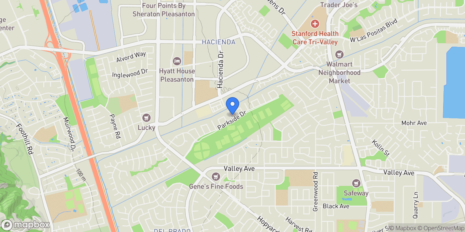 Map showing 3227 Harvey Ct, Pleasanton, California, United States.