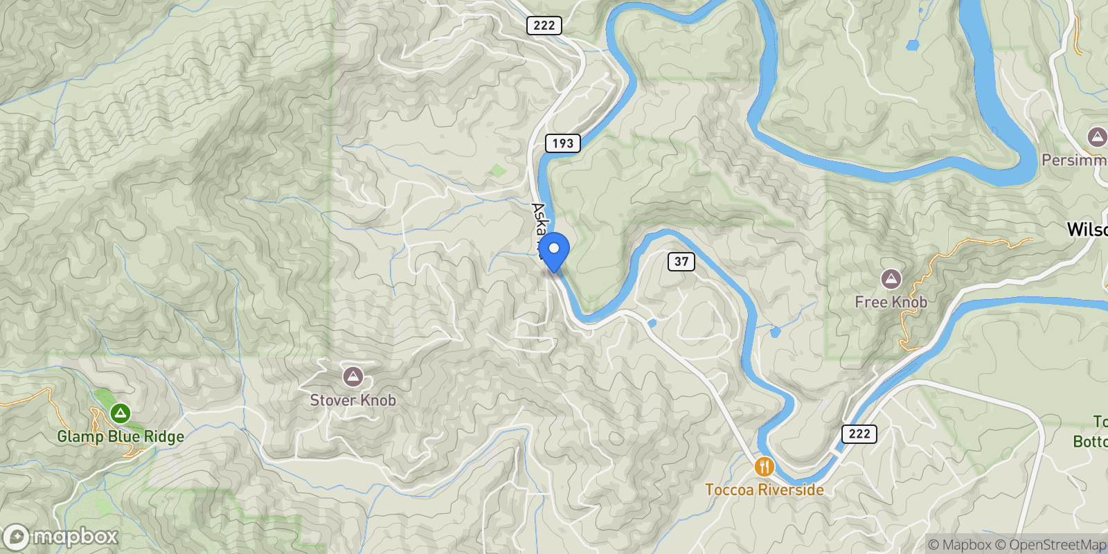 Map showing 55 River Bend Lane, Blue Ridge, Georgia, United States.