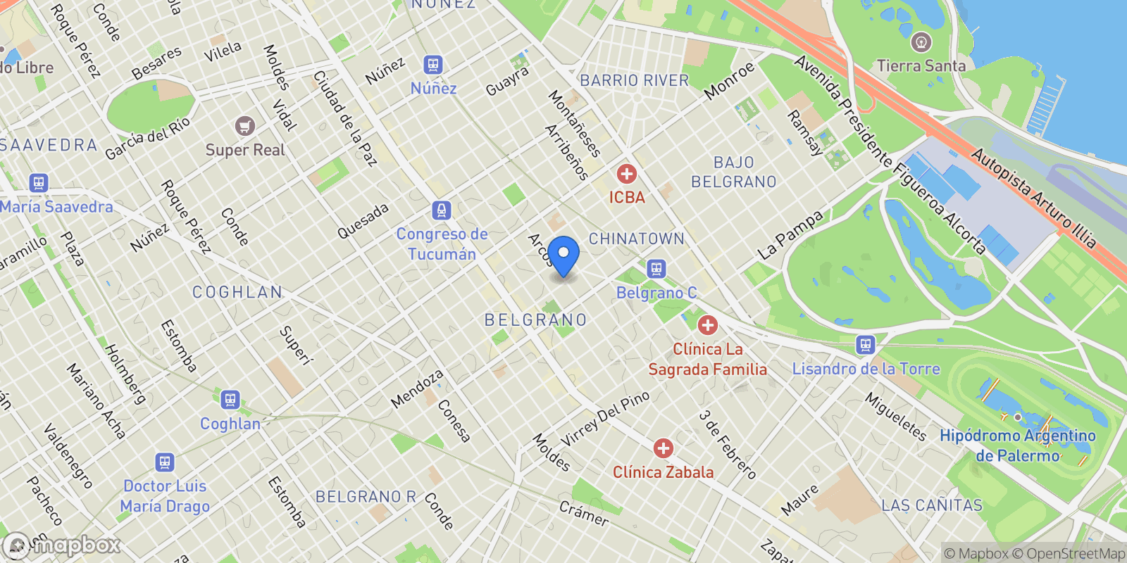 Map showing 2210 Arcos, Ciudad Autonoma de Buenos Aires, ARGENTINA, Buenos Aires, Buenos Aires, Argentina.
