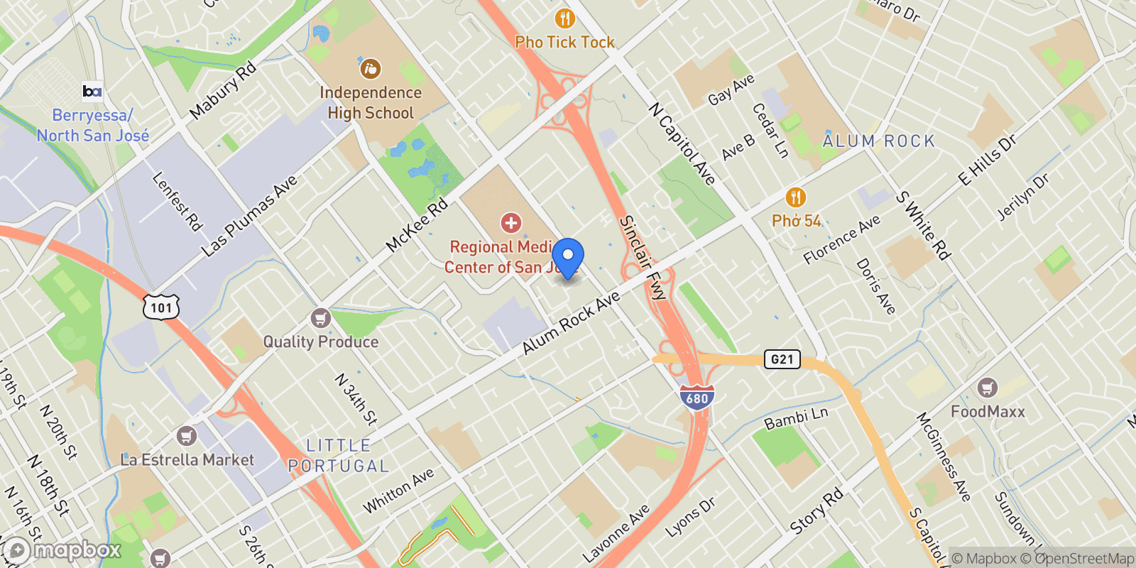 Map showing 2225 Luz Ave, San Jose, California, United States.