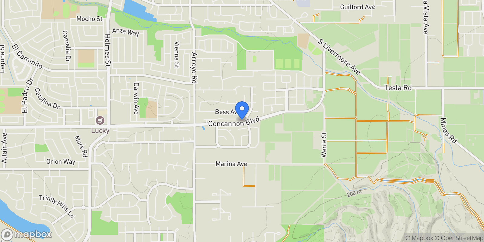 Map showing 2571 Merlot Ln, Livermore, California, United States.