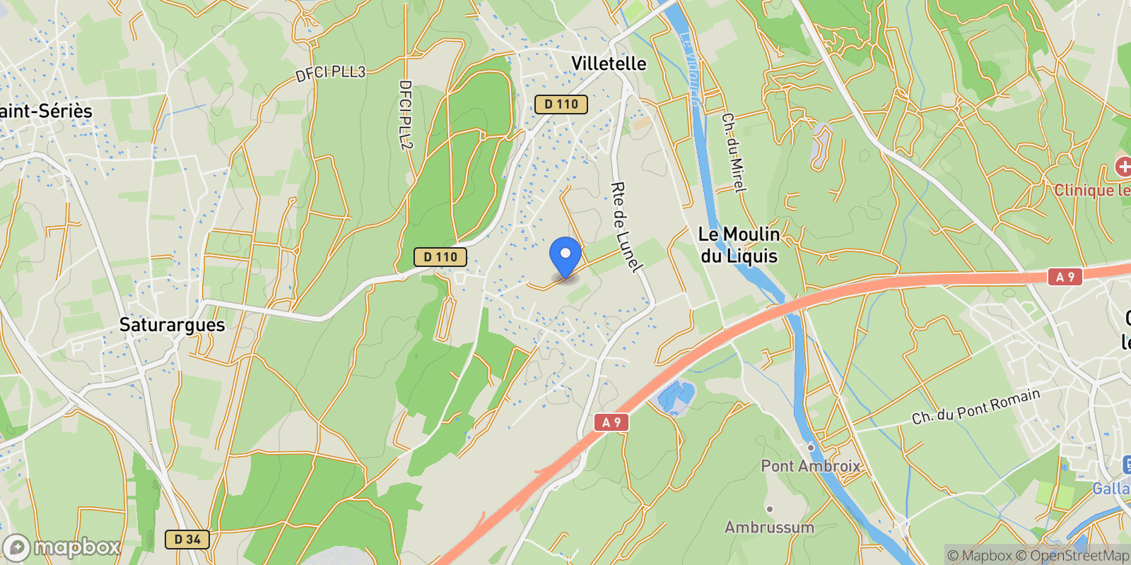 Map showing Villetelle, Occitanie, France.