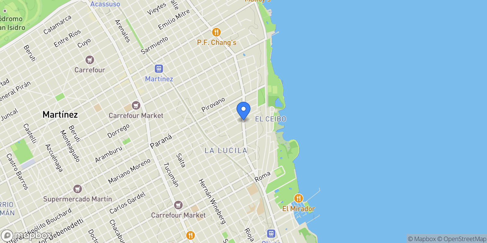 Map showing Av. del Libertador 3800 Av. del Libertador 3800, N/A, N/A, La Lucila, Buenos Aires Province, Argentina.