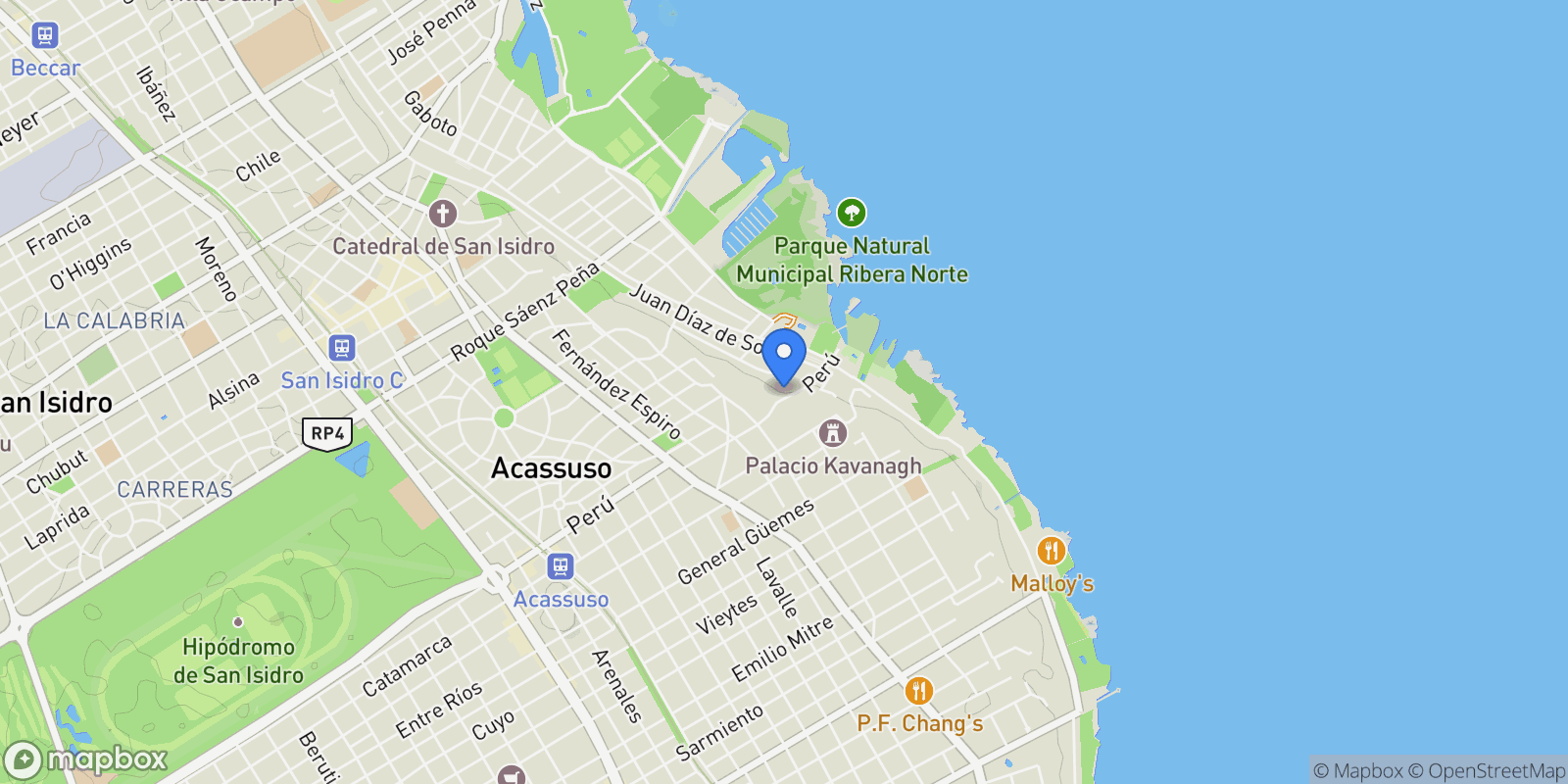 Map showing 1274 Peru, Buenos Aires, ARGENTINA, Acassuso, Buenos Aires Province, Argentina.