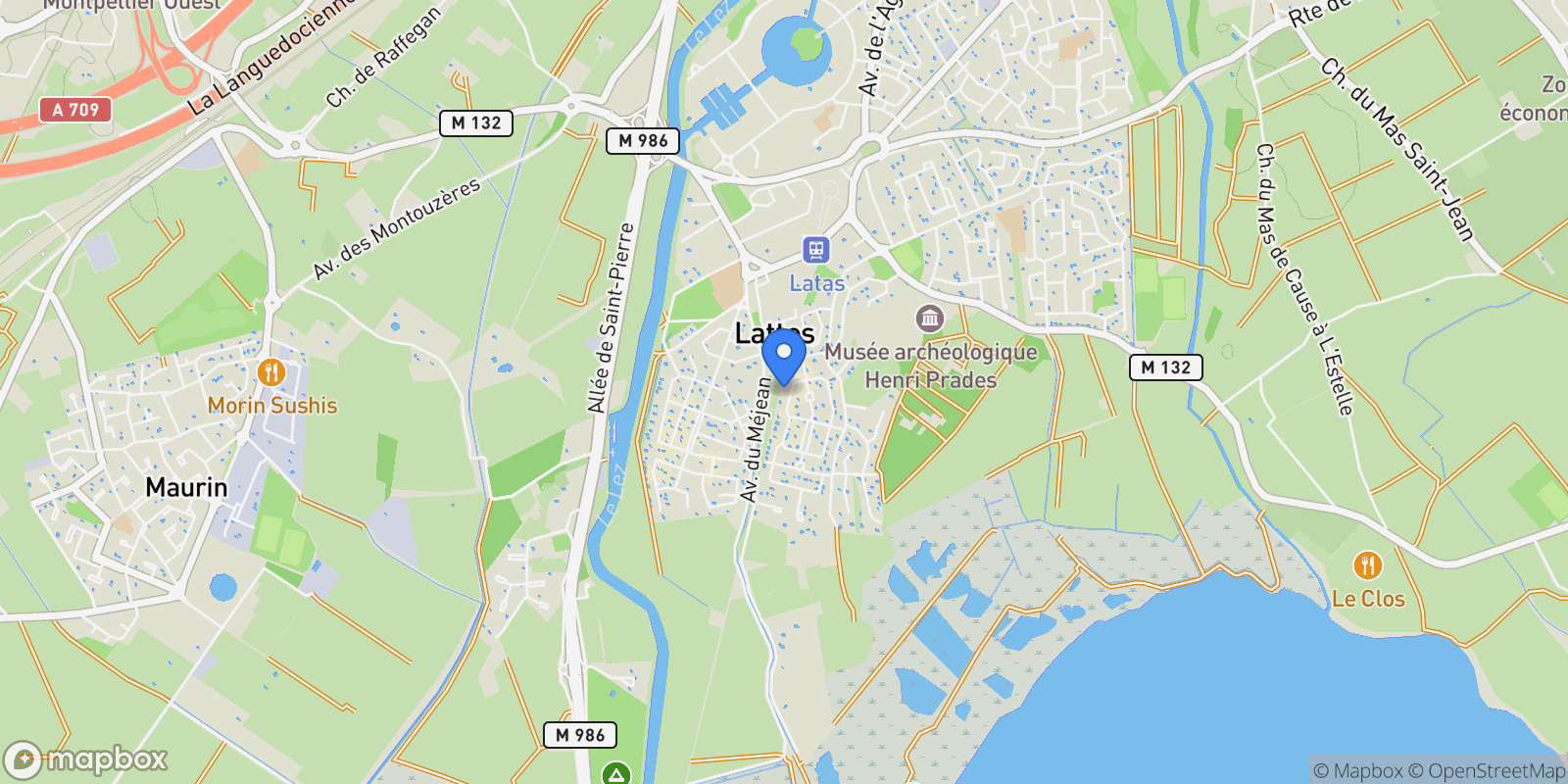 Map showing Lattes, Occitanie, France.