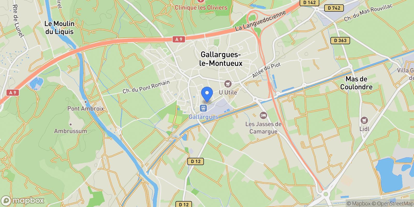 Map showing Gallargues-Le-Montueux, France.