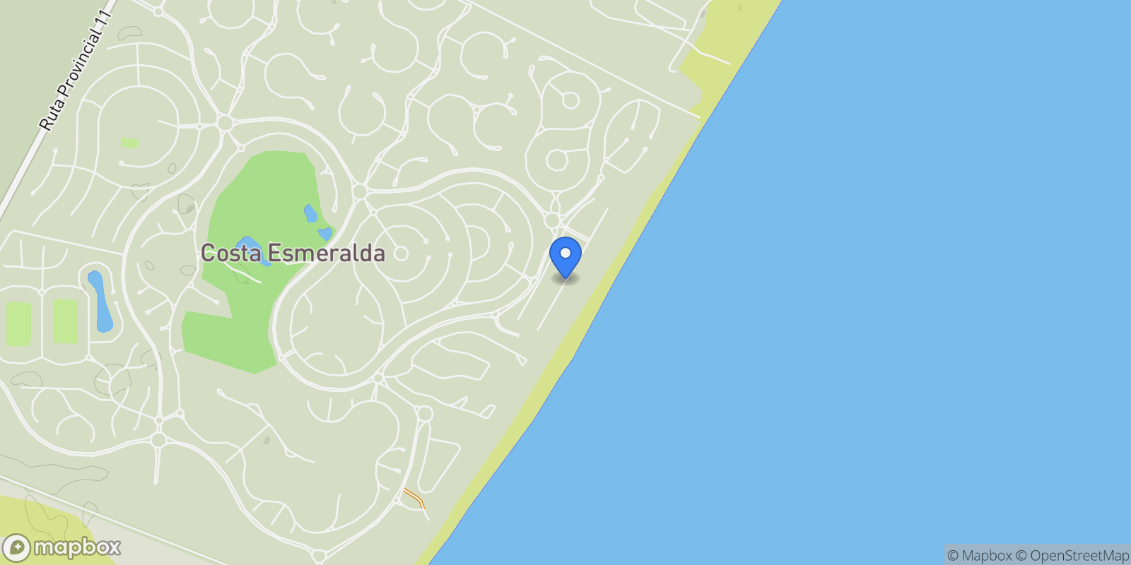 Map showing Costa Esmeralda. Barrio Maritimo II, Costa Esmeralda, ARGENTINA, Pinamar, Buenos Aires Province, Argentina.