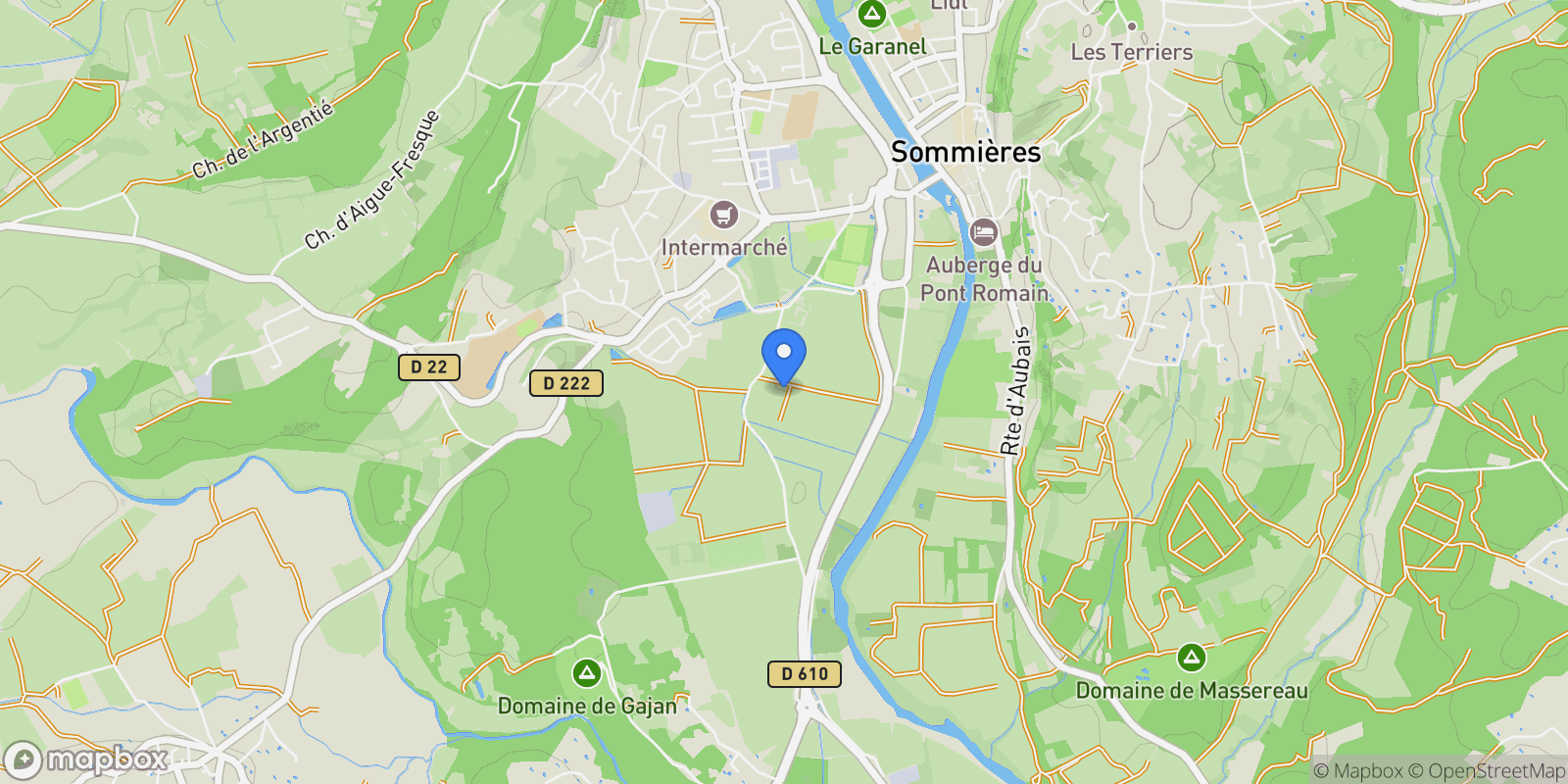 Map showing Sommières, Occitanie, France.