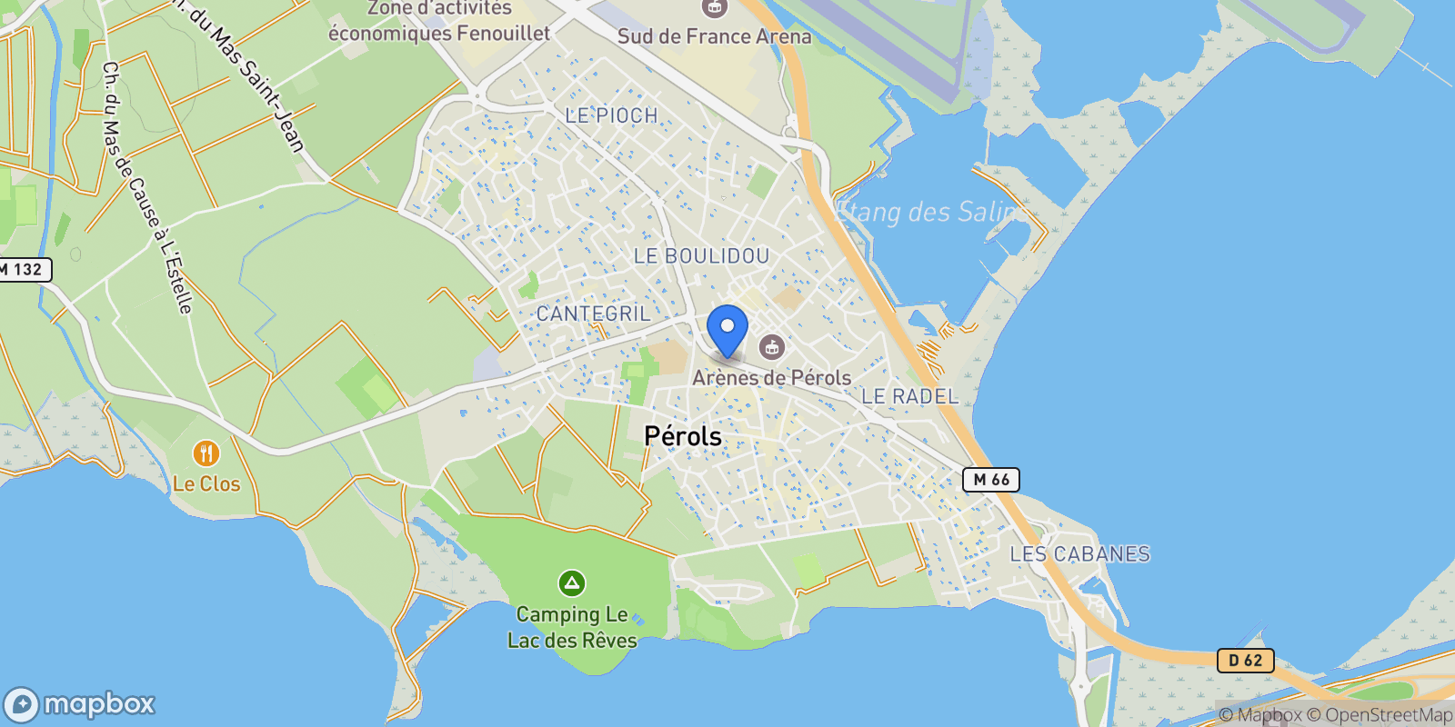 Map showing Pérols, Occitanie, France.