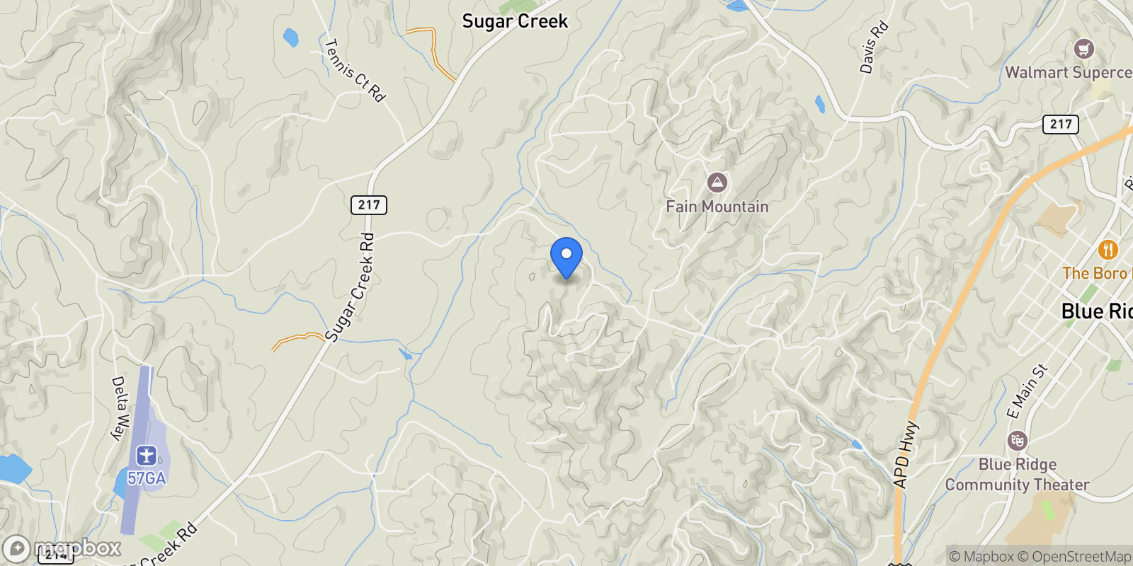 Map showing 48 Timber Ridge RD, Blue Ridge, Georgia, United States.