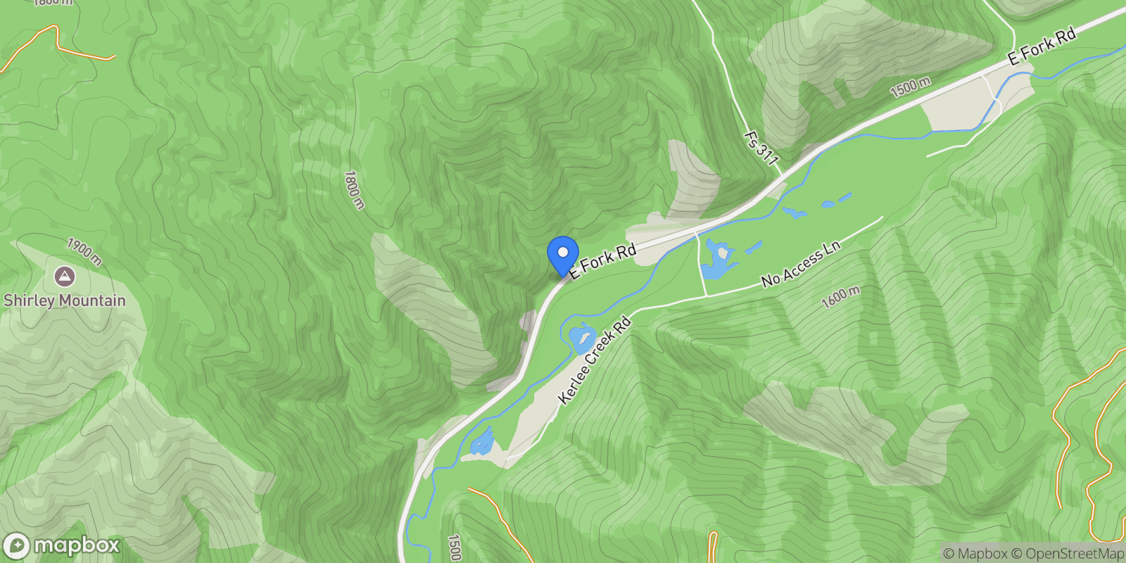 Map showing NHN East Fork Road, Sula, MT 59871, Sula, Montana, United States.