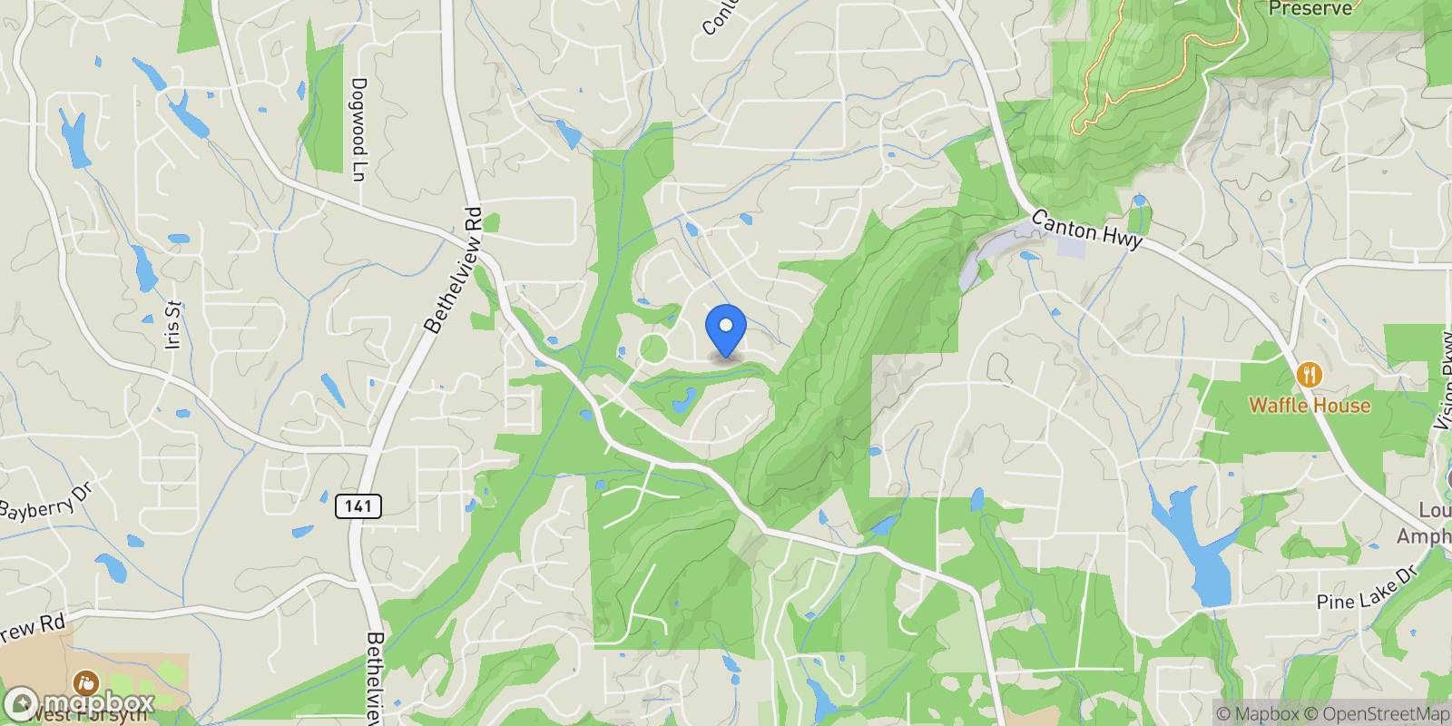 Map showing Cumming, Georgia, United States.