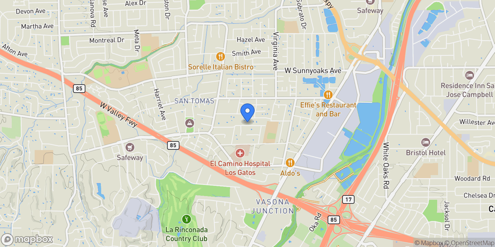 Map showing 1089 Audrey Avenue , Campbell, CA 95008, Campbell, California, United States.