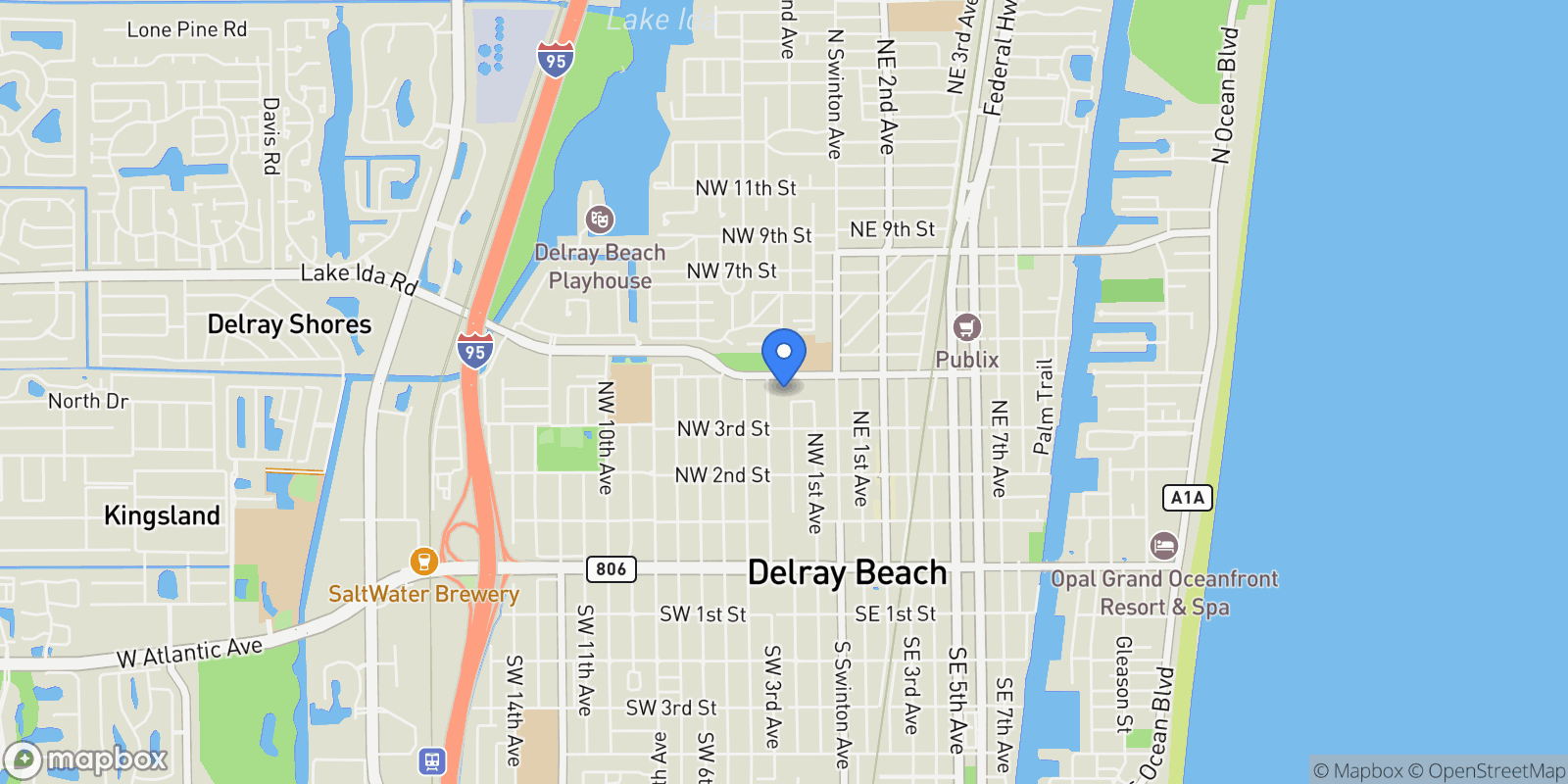 Map showing 320 Grove Place, Delray Beach, Florida, United States.