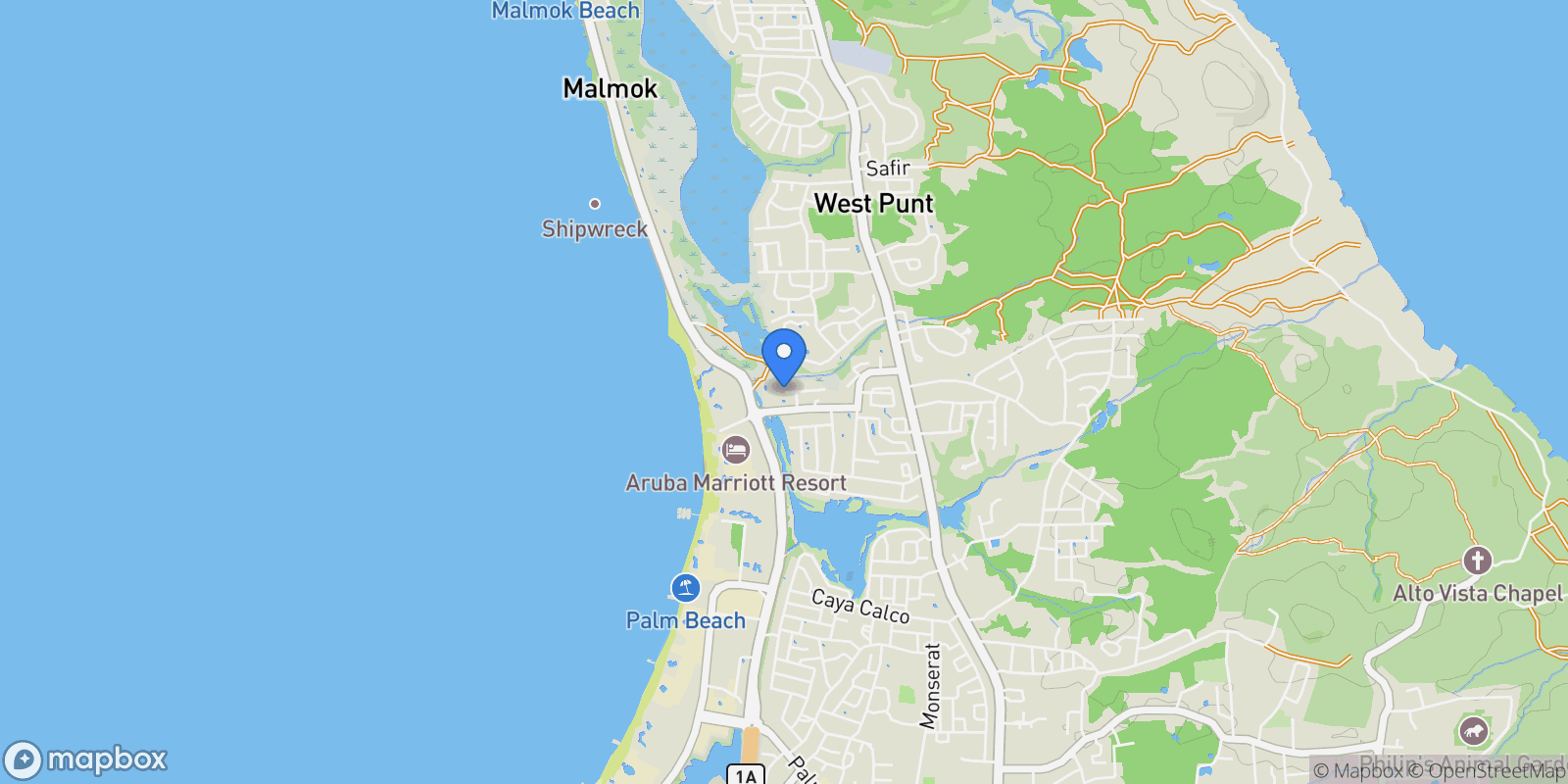 Map showing Bakval 7, Noord, Aruba, Noord, Aruba.