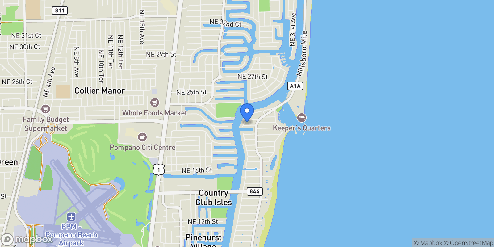 Map showing 3203 Dover Rd, Hillsboro Beach, Florida, United States.