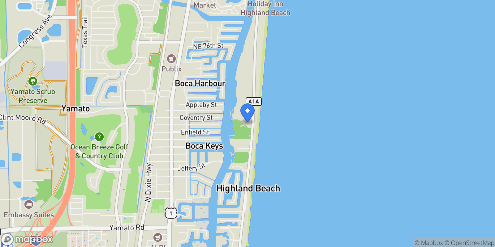 Map showing 3740 S Ocean Boulevard 510, Boca Raton, Florida, United States.