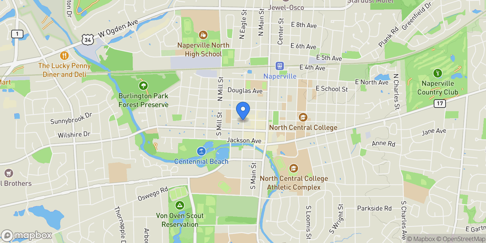 Map showing 103 S Webster Street , Naperville, IL 60540, Naperville, Illinois, United States.