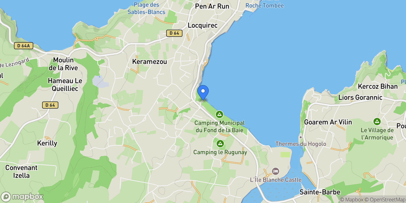 Map showing Locquirec, Brittany, France.