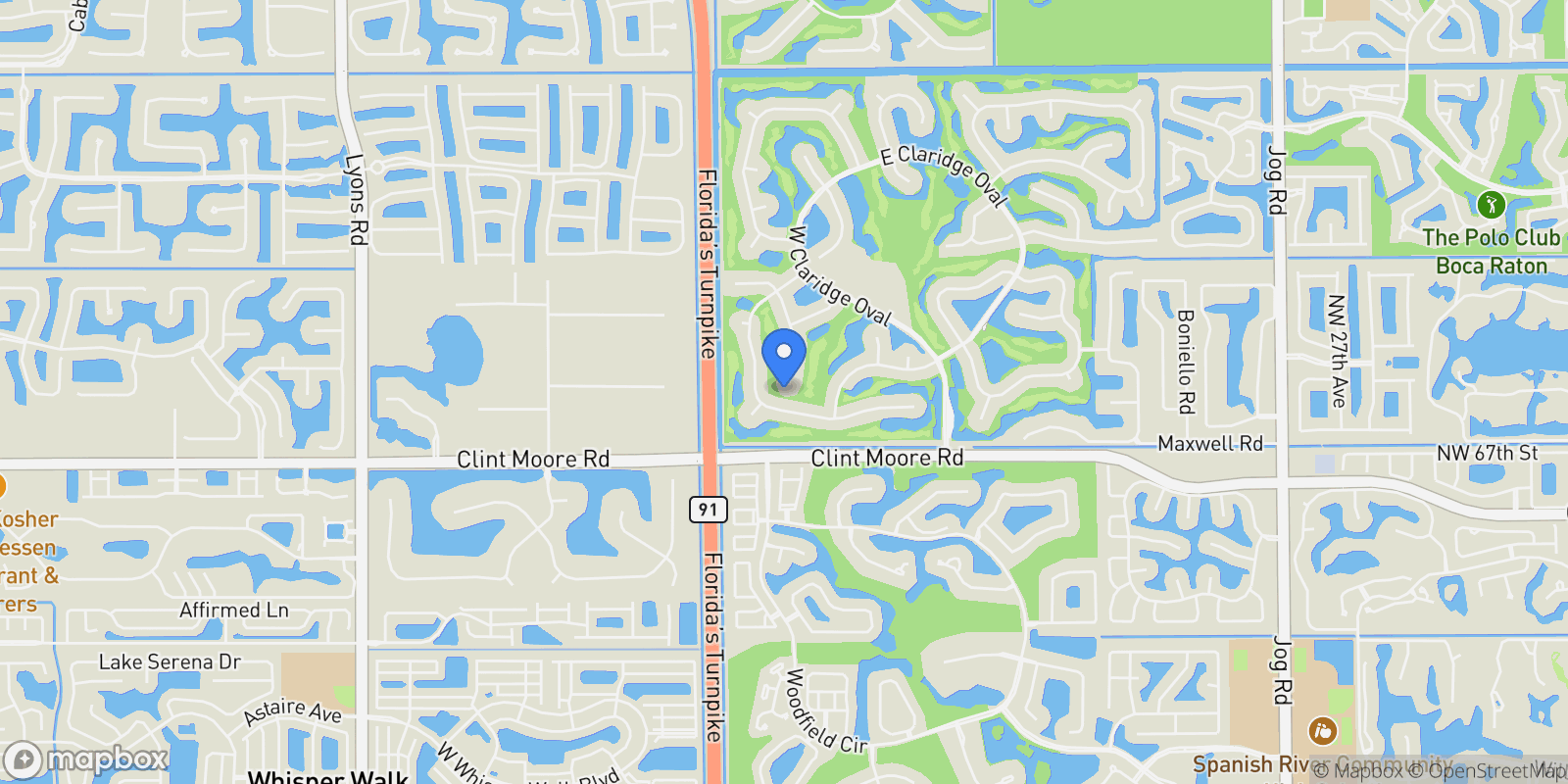 Map showing 17844 Scarsdale Way, Boca Raton, Florida, United States.