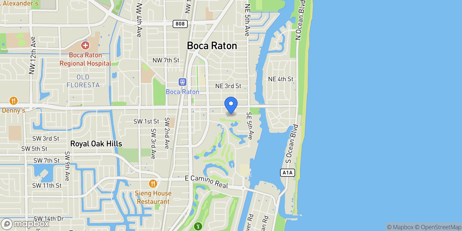 Map showing 340 E Royal Palm Road, Boca Raton, Florida, United States.