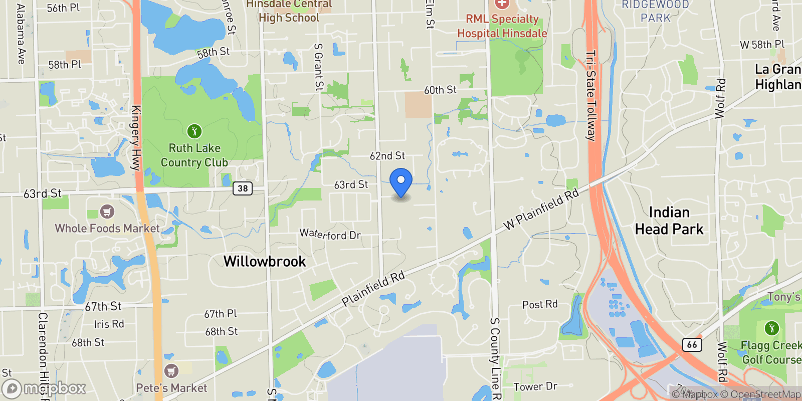 Map showing 335 Countryside Court , Burr Ridge, IL 60527, Burr Ridge, Illinois, United States.